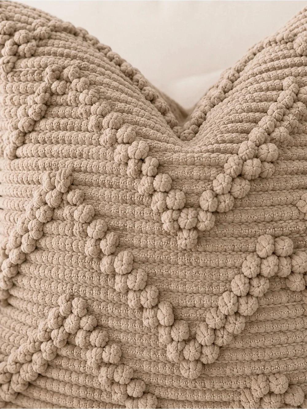 Handcrafted Textured Chevron Throw Pillow - Taupe